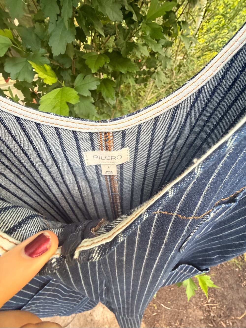 Pilcro Navy Pinstripe Utility Jumpsuit - Picture 3 of 6